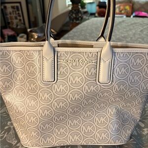 Michael Kors White Embossed Tote Bag